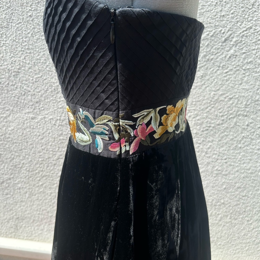 Saja Floreat From Anthro Strapless Velvet Embroidered Dress - Picture 4 of 9